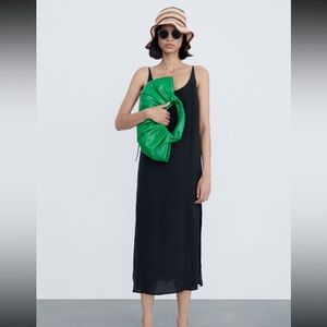 Zara Midi Slip Dress with Shoulder Tie, NWT